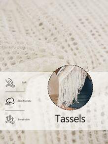 LanaWest Women Striped Round Neck Drop Shoulder Long Sleeve Hollow-Out Crop Sweater Knit Pullover Fall Winter