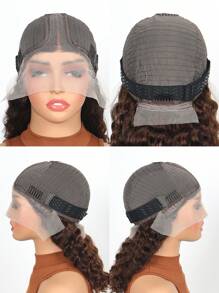 #4 巧克力棕色深波浪卷发鲍勃假发真人发预拔 13x4x1 透明蕾丝前假发真人发女士 150 密度 - S4 - 查看 9