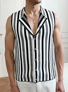 Claim Dot Plus Size Men's Summer Casual Striped Knit Vest