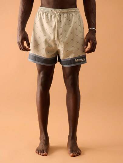 Musero Men "M" Printed Swim Shorts Spring Summer Vacation Holiday Beach Smart Festival Ibiza