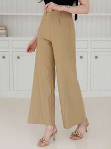 DAZY Damen einfarbige ausgestellte Lässig & Büro Hosen mit Taschen, Damenhosen