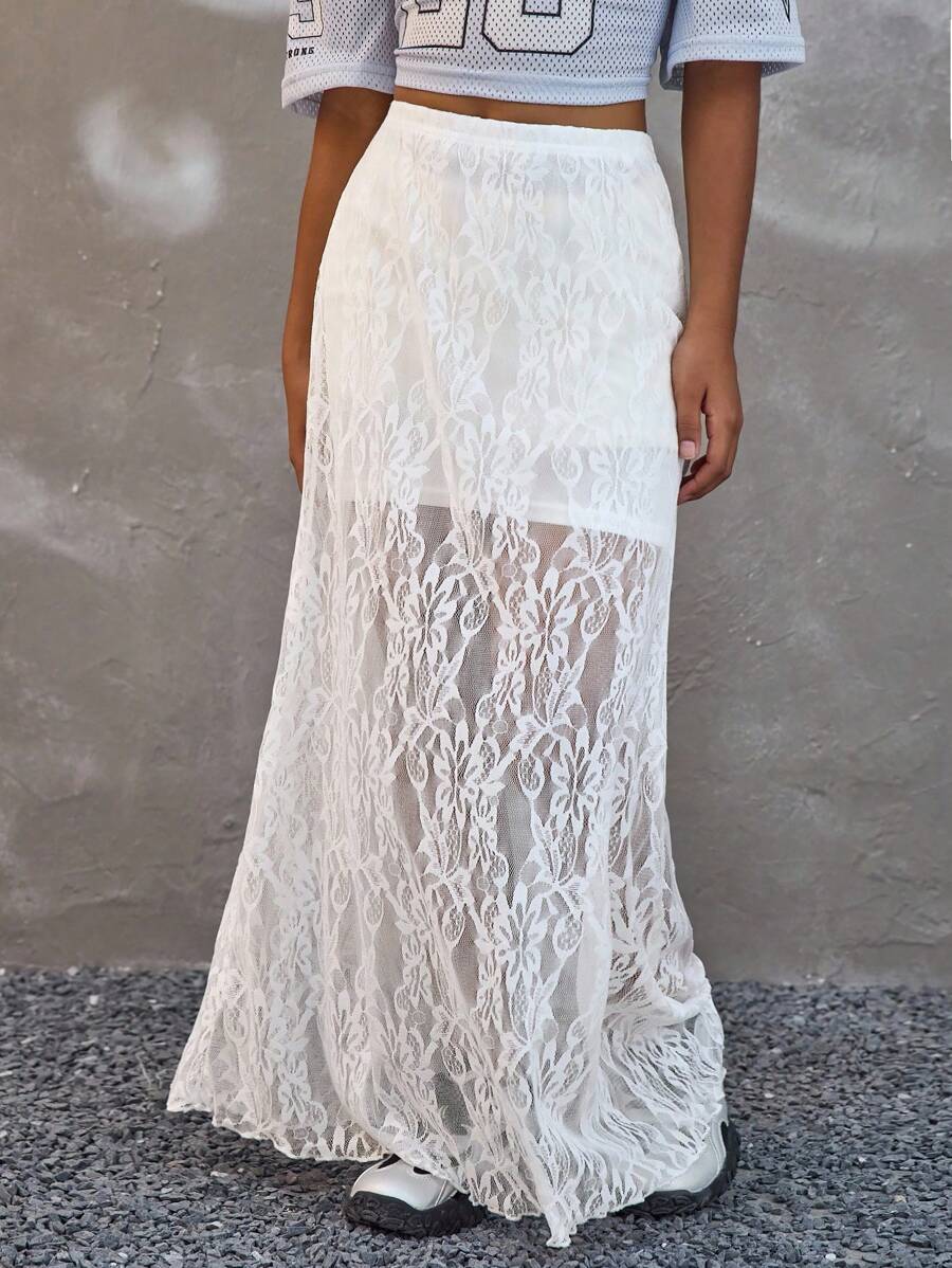 Coolane Kids Tween Girl 春夏街头风蕾丝白裙 - 白色 - 查看 1