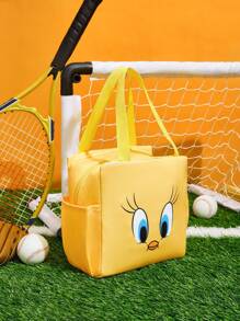 LOONEY TUNES X SHEIN Cute Cartoon Lunch Bag, Large Capacity Water-Resistant Lunch Box Bag For School Students, Travel & Picnic - Yellow - View 1