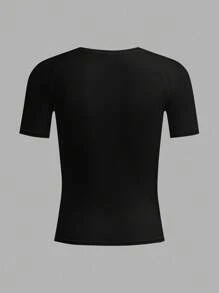 SHEIN 青少年男孩简约纯白色运动休闲服，舒适、百搭，适合日常穿着、上学、外出和锻炼