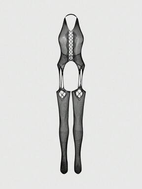 ROMWE Avant Oversized Highly Elastic Stretchy Sheer Mesh Sexy Bodysuit For Women