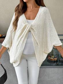 SHEIN Fall Clothes Bat Wing Sleeve Front Twist Detail Solid Color Maternity Sweater