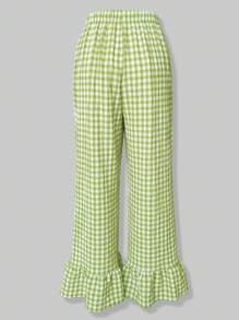 INAWLY Pantalones palazzo informales de pierna ancha a cuadros para mujeres