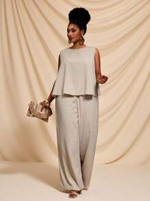 Veslaya 秋冬新品上市，女士秋冬服装，万圣节，大码女士家居服套装 - 卡其色 - 查看 14