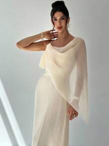 Firerie Elegant Romantic Women's Cocktail Party Evening Gown Dress With Ruffle Texture, Asymmetric Spaghetti Strap Neckline And Cinching Waist, Flowy A-Line Silhouette, Suitable For Summer Events And Occasions, Graduation Dress, Fall Dresses For Women