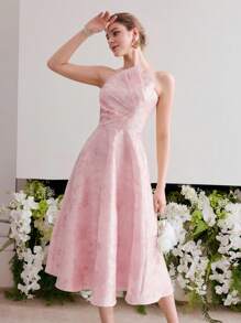 MOTF Soiréza RUCHED FLORAL JACQUARD COCKTAIL DRESS