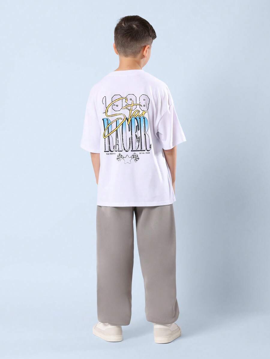 SUMWON Retro Star Racer 1999 Summer T-Shirt With Car Racing Graphics Classic Racing Crew Neck Leisure Outfit Weekend Casual - White - View 1