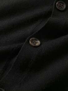 Manfinity Homme Plus Size Men's Casual Loose Solid Color Single Breasted Long Sleeve Cardigan , Fall Winter