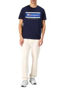 Champion 男士休闲百搭字母印花短袖T恤 - 藏蓝色 - 查看 3