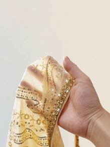 SHEIN ICON 女士金色串珠吊带亮片刺绣背心 - 金色 - 查看 8