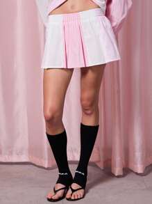 COUREZ Minifalda estilo patchwork con rayas, conjunto de ropa de verano Y2K para mujer, ropa de verano linda de algodón vintage