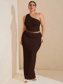 SHEIN BAE Damen Anzug Set in Große Größen mit eleganter Schulterpartie und strukturierter Oberflächenoptik, schmeichelhafter Silhouette. Geeignet für Hochzeit, Brautjungfer, Party, Cocktailkleid