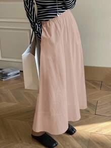 DAZY 女士纯色弹力腰休闲半身裙 秋季半身裙