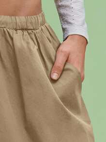 COUREZ Unisex Women Men Low Waist Parachute Baggy Balloon Leg Khaki Trousers 100%Cotton - Khaki - View 6