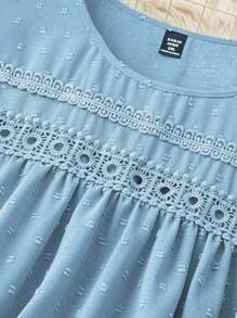 Áo sơ mi Jacquard trơn cỡ lớn thường ngày mặc hàng ngày cho quần áo năm mới - Màu xanh lam - Xem 5