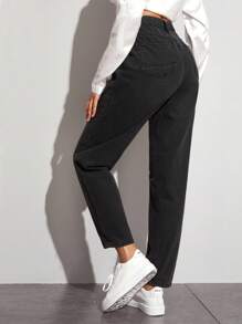 EMERY ROSE Plus Size Casual Vacation Washed Denim Jeans - Black - View 2