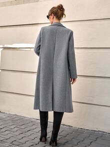 CLARA VERO Grey Wool Blend Casual Style Long Coat - Light Grey - View 2