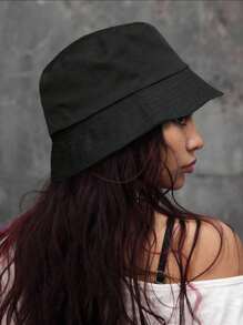 ROMWE Grunge Punk 1pc Fashionable Black English Numeral Pattern Sun Protection Bucket Hat For Women - Multicolor - View 6
