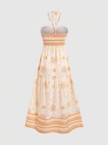 Sweetra Váy đi biển phong cách Bohemian, váy dài cao cấp hai dây cho kỳ nghỉ hè Maxi dành cho nữ - Màu vàng - Xem 2