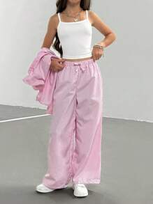 Set mit 3 Teilen für Tween Mädchen, lässiger Streetlook mit gestreiftem Langarmshirt, Hose und Träger-Top, ideal für Frühling und Herbst