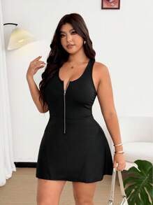 SHEIN MOOSTA Black Anti-Chafing Sports Unitard - Black - View 3