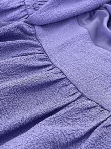 SHEIN Clasi Vestido de gasa elegante de color púrpura para mujer de talla grande, vestido largo y fluido de verano con escote cuadrado y mangas cortas, adecuado para el té de la tarde. Vestido púrpura para mujer, vestido periwinkle, vestido lavanda, vestido lila, vestido maxi púrpura de verano - Morado - Ver 8
