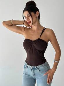 Firerie Bộ đồ liền thân đính hạt vai bất đối xứng dành cho nữ, áo bó không tay thường ngày mặc hàng ngày, ngày lễ, bãi biển, đi làm, thanh lịch, gợi cảm, kỳ nghỉ, mùa hè, bohemian, Hawaii, lễ hội âm nhạc - Cà phê nâu - Xem 5