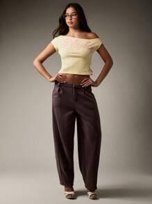 Missguided x Playboy 不对称露肩短款上衣休闲夏季美学 Y2K 街头短袖棉质基本款修身上衣现代时尚必备 - 黃色 - 查看 4