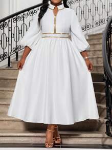 SHEIN Lady 春夏秋冬优雅端庄婚礼鸡尾酒会音乐会/音乐节白色编织缎面立领喇叭袖吊带中长七分袖大码连衣裙大码拼色边缘缺口领亮片拼接优雅连衣裙优雅连衣裙婚礼宾客礼服优雅秋装秋季服装节日服装婚纱宾客大码婚礼宾客礼服曲线婚礼宾客礼服婚礼宾客礼服曲线全白派对服装女士教堂礼服女士秋季服装女士婚礼宾客礼服女士秋季服装女士秋季服装女士秋季连衣裙 - 白色 - 查看 6