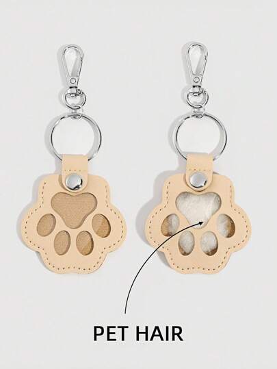 Kawaii 1pc Colorful Beaded Heart Decor, 1pc Beige Pet Memorial Keychain, 1pc Cute Cat Paw Print Bag Charm