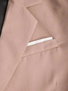 Manfinity Mode 男士简约通勤商务衬衫领西装套装 - 藕粉色 - 查看 4