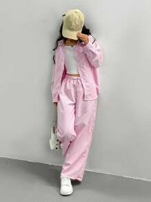 Set mit 3 Teilen für Tween Mädchen, lässiger Streetlook mit gestreiftem Langarmshirt, Hose und Träger-Top, ideal für Frühling und Herbst