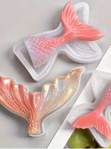1 件美人鱼尾巴硅胶模具、蜡烛模具、肥皂模具、DIY 软陶粘土滴胶装饰模具、手工装饰艺术工具