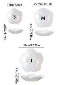 1 件极具吸引力的 Ins 风格玻璃串珠盘，仿珍珠白花形水果盘 - 白色 - 查看 6