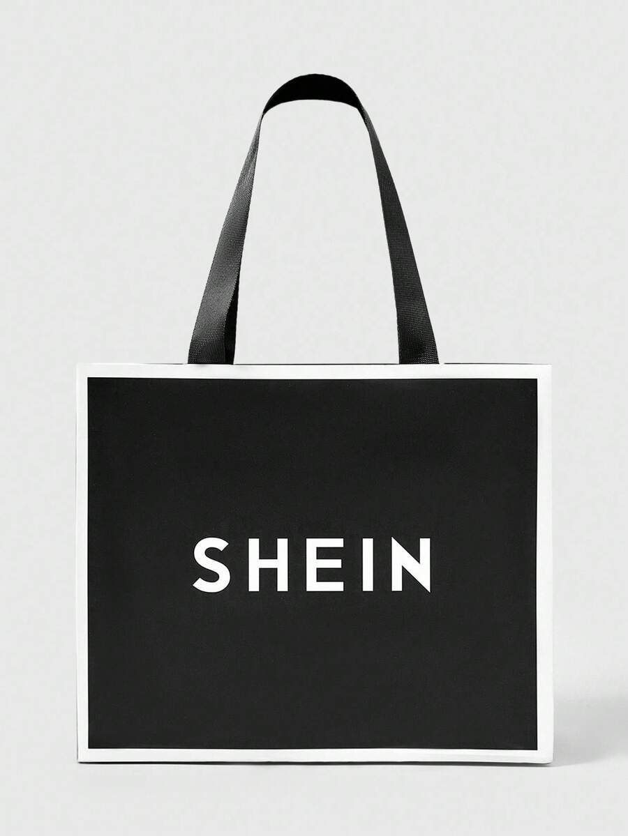 SHEIN 350 pcs/Kotak Kantong Kado Kertas Kraft Hitam Kecil 25*21*10cm - Hitam - View 1