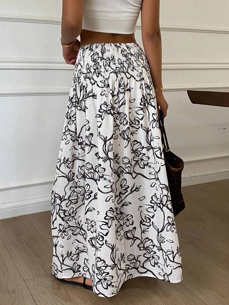 Ditsy Floral Flared Skirt, Casual Holiday Summer Skirt For Women