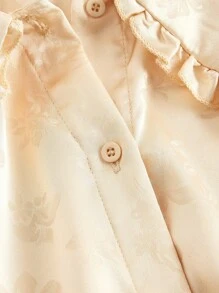 SHEIN MOD 大码女式杏色收腰镂空府绸衬衫