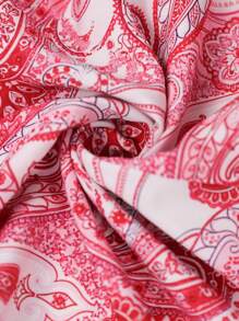 Vivid Eden 女式全身印花深V领长袖连体裤，带口袋