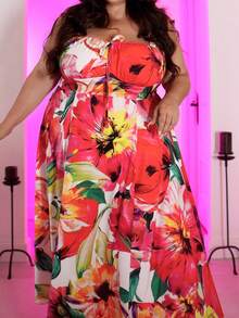 Pretty and Ole 大码女式简约日常随机印花连衣裙长款女装夏季 - 彩色 - 查看 9