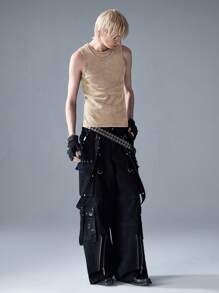 NEON BLANC Men's Streetwear Fashion Knitted Crew Neck Embroidered Sleeveless Tank Top