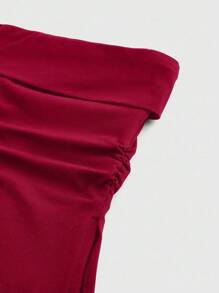 ROMWE Grunge Punk 性感百搭百搭开衩设计紧身大码女式抹胸 - 紅色 - 查看 5