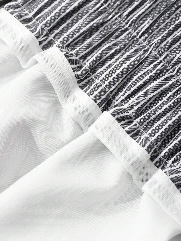 Striped Lace-Up A-Line Women Casual/Work Skirt