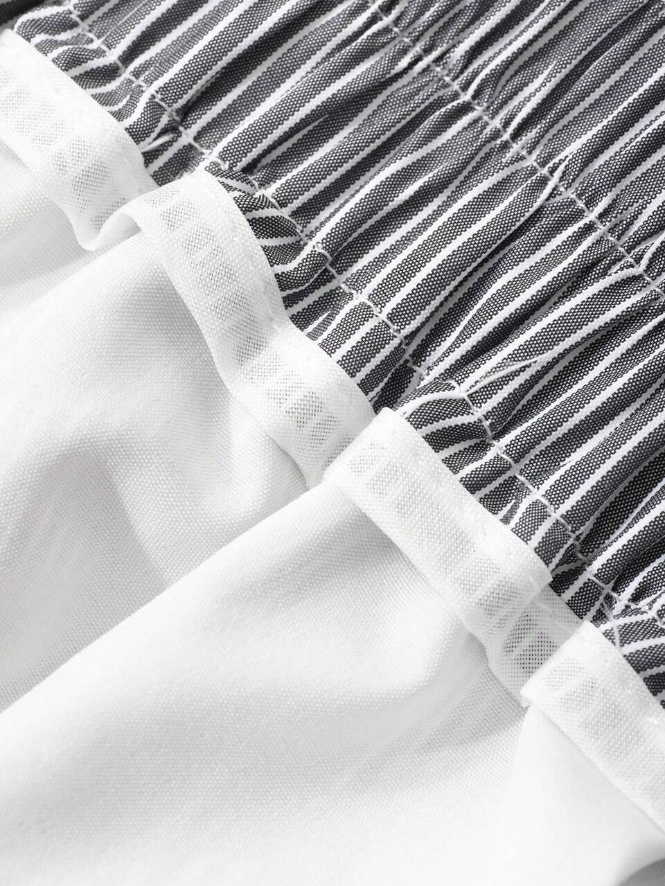 Striped Lace-Up A-Line Women Casual/Work Skirt