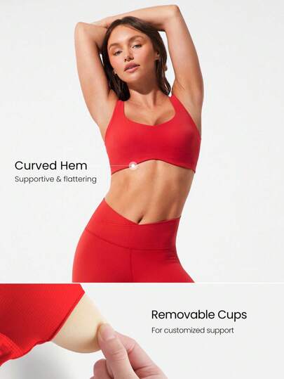 GLOWMODE FeatherFit™ Sculpt Push Up Power Play Compressive Built In Mesh Straps Removable Cups Back Demi Sports BH Medium Impact Running Jogging Workout Gym Training Active Fall view 5