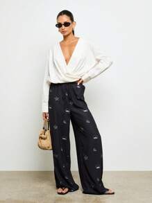 AiiRZ Palazzo Wide Leg Lounge Pants With Nautical Starfish Shell Print Drawstring Waist Resort Beachwear Summer Holiday Pants