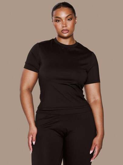 MUSERA Camiseta deportiva de manga corta, ajustada y elástica para tallas grandes, ideal para primavera, vacaciones, verano, días festivos, elegante y casual